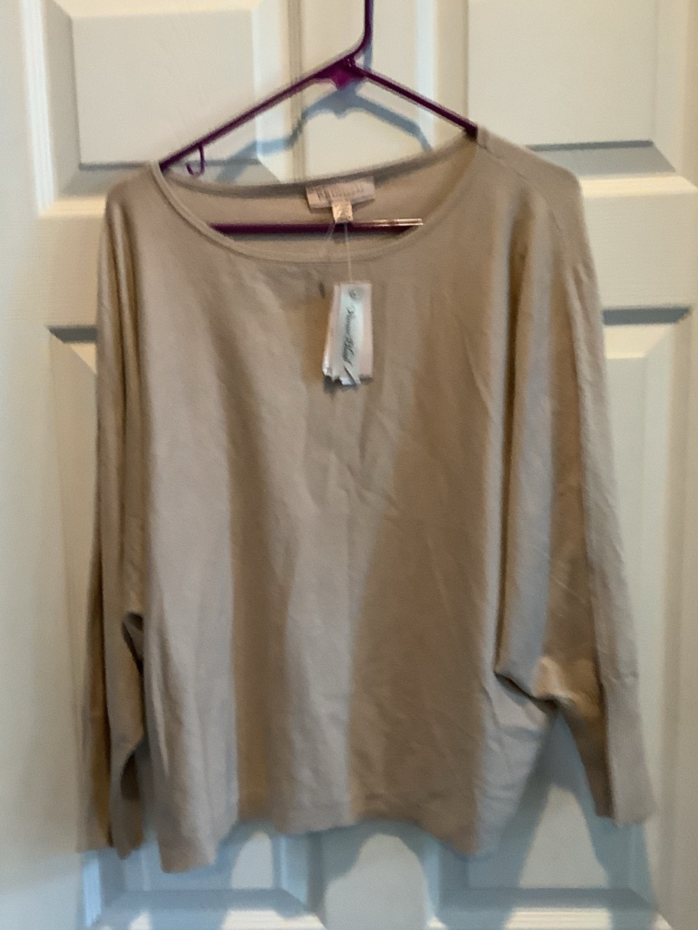 Lightweight Boxy Long-Sleeve Top in‎ Taupe